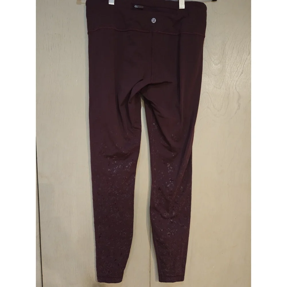 Lululemon Tight Stuff Tight Reflective Bordeaux Drama Leggings Women's 10 27